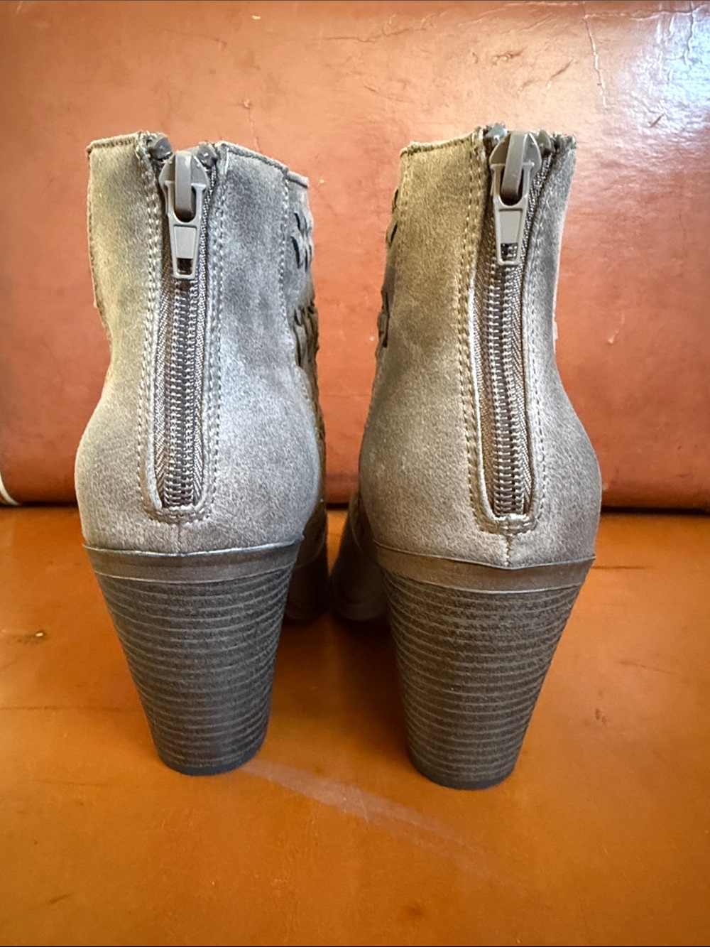 Fergalicious Taupe Brown Woven-Detail Ankle Booties - Picture 3 of 8